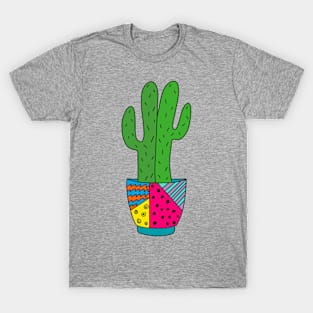 Cute Cactus Design #178: Saguaro Cacti In Funky Pot T-Shirt